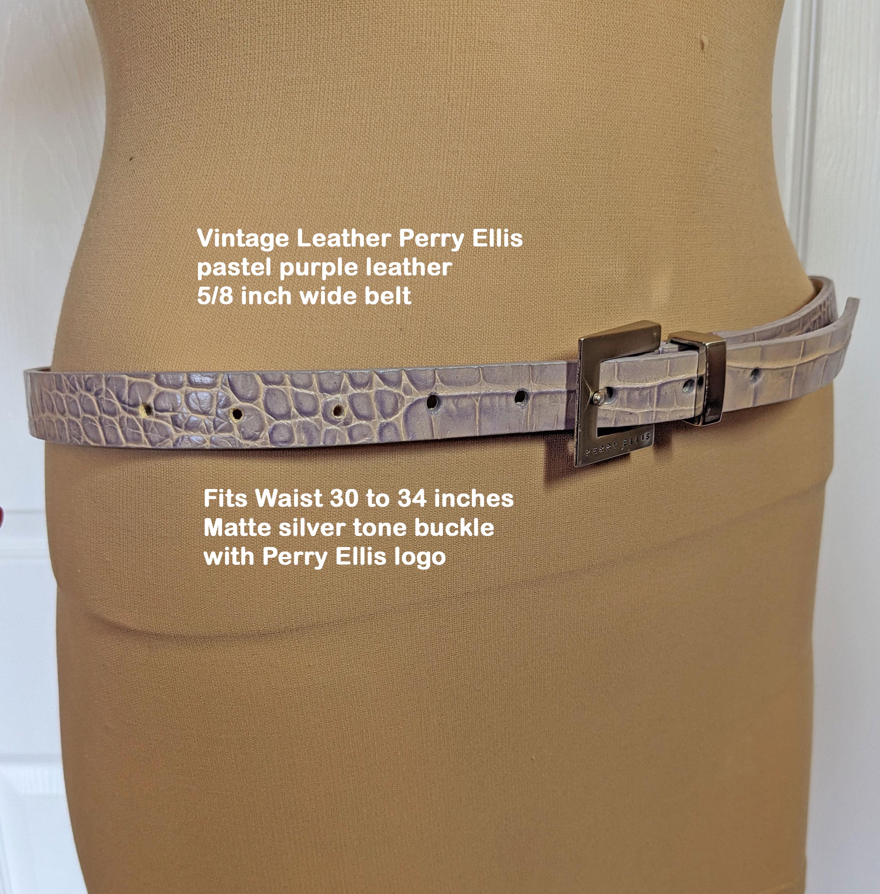 NWT Vintage Perry Ellis Bronze & Copper Chain Belt M/L Perry Ellis Mesh Buckle Leather Reversible Belt Black/Brown  main image 4