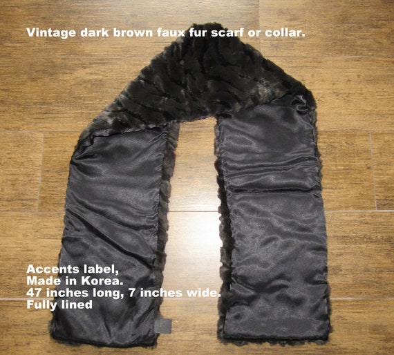 Dark brown faux fur scarf or collar, Accents labe… - image 10