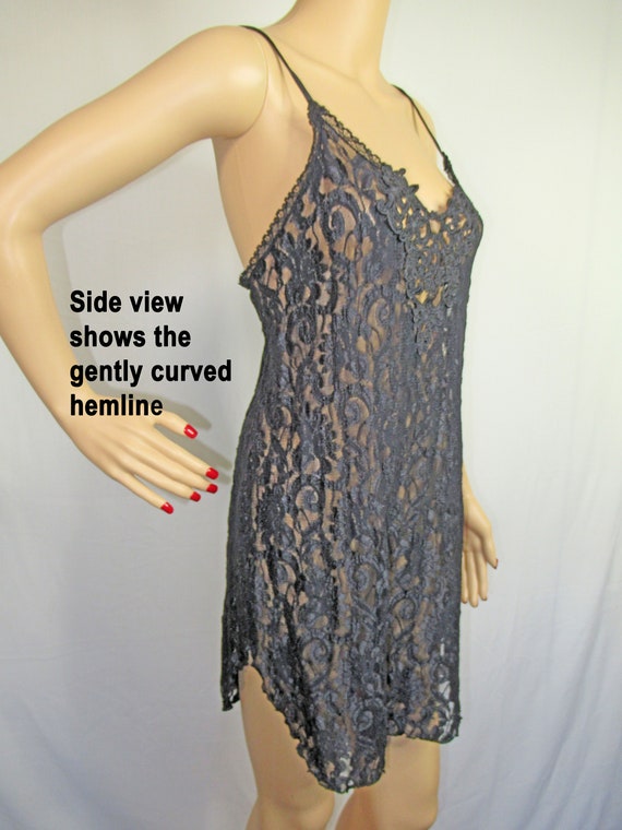 38 to 42 inch bust babydoll gown, Black nylon lac… - image 7