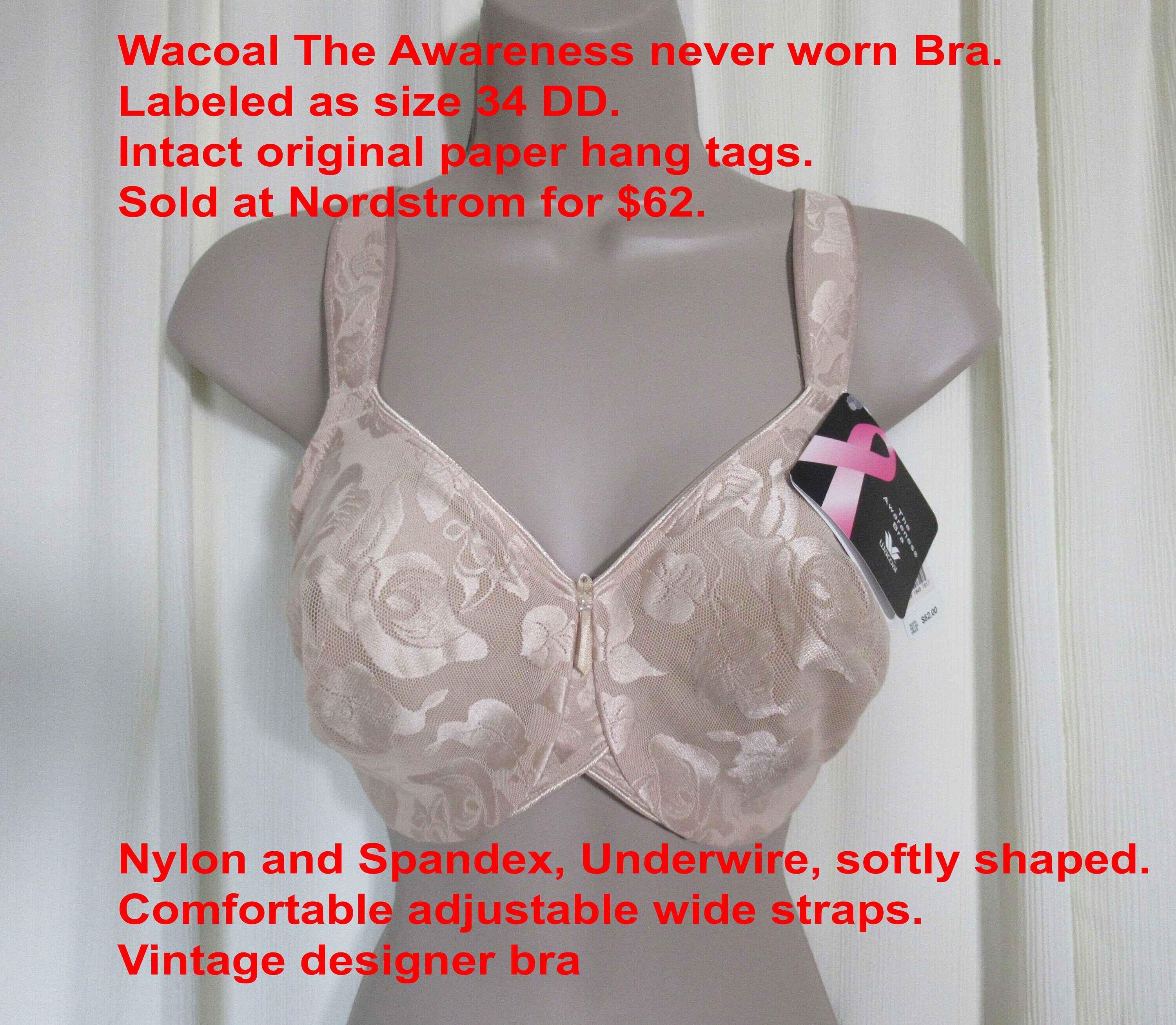 Wacoal, Intimates & Sleepwear, Wacoal Womens Lace Cream Underwire Bra  Size 34dd