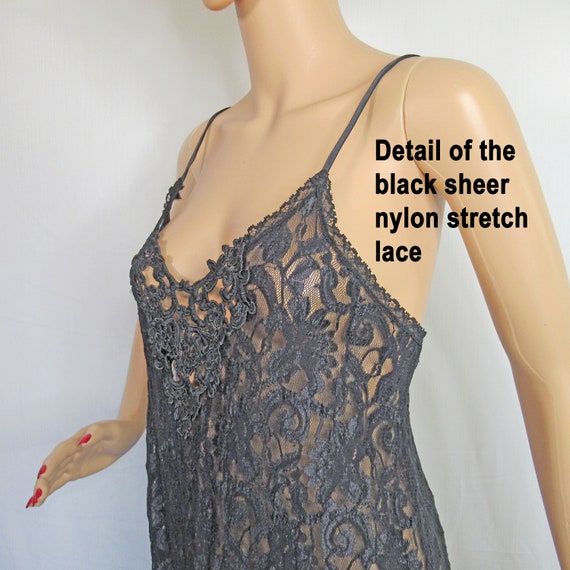 38 to 42 inch bust babydoll gown, Black nylon lac… - image 8