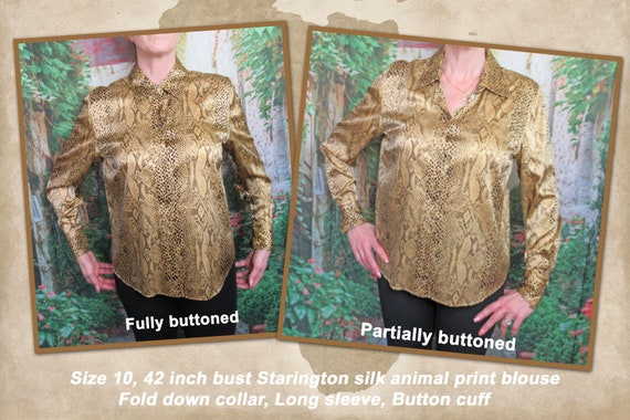 Sz 10, 42 inch bust Starington silk animal print … - image 1