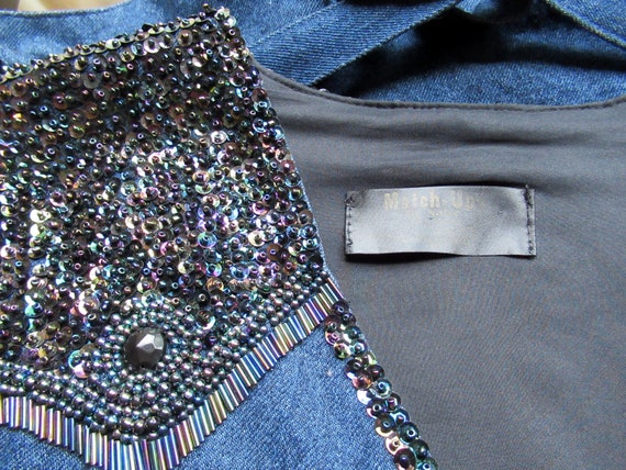 Sz M/L Denim beaded Vest, Inspired by Western Cow… - image 7