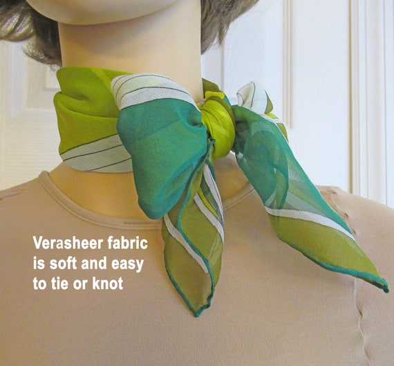 Vera sheer chiffon 26 inch square scarf, Chic gre… - image 3