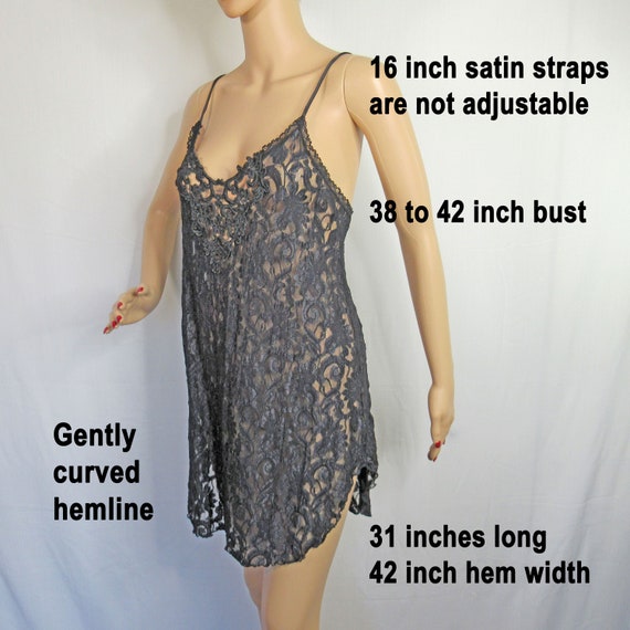 38 to 42 inch bust babydoll gown, Black nylon lac… - image 2