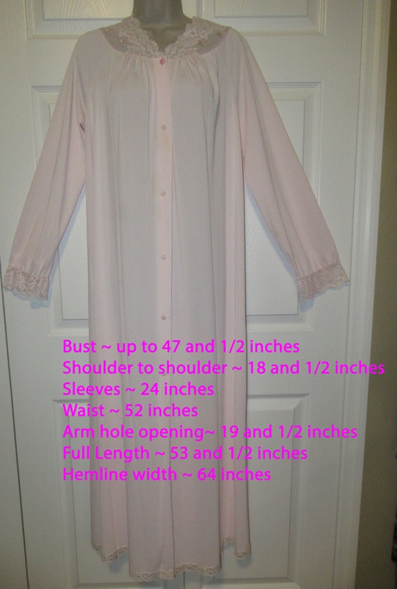 Sz S/M nylon Shadowline robe, Lace yoke, Below kn… - image 2
