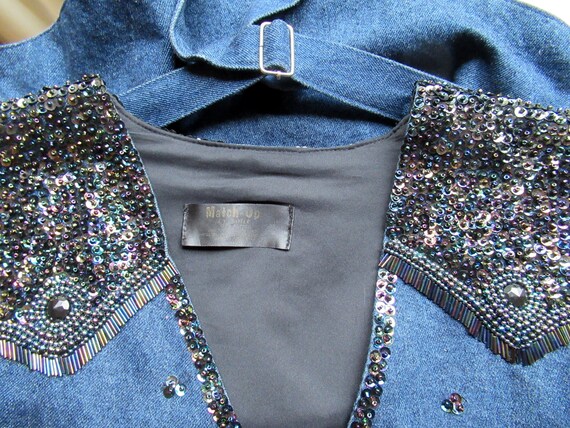 Sz M/L Denim beaded Vest, Inspired by Western Cow… - image 6