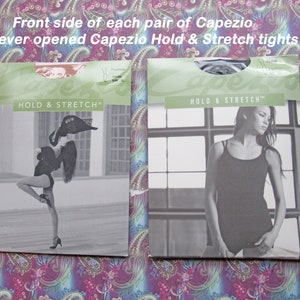 2 pairs XL Capezio Hold & Stretch Tights, Never worn in packages, 1 in black, 1 in suntan, Unopened new in Package, Nylon / Spandex mix