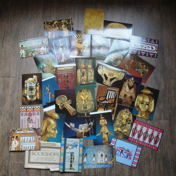 31 vintage unused 1977 postcards for the King Tut exhibit at the Asian Art Museum at de Young Museum California Palace of Legion of Honor