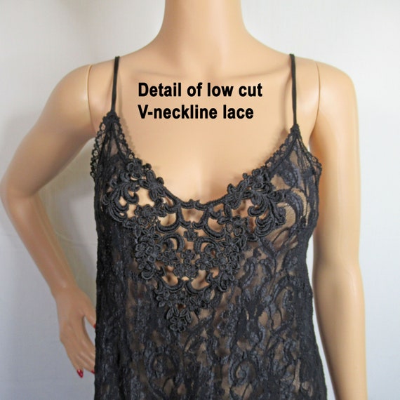 38 to 42 inch bust babydoll gown, Black nylon lac… - image 4