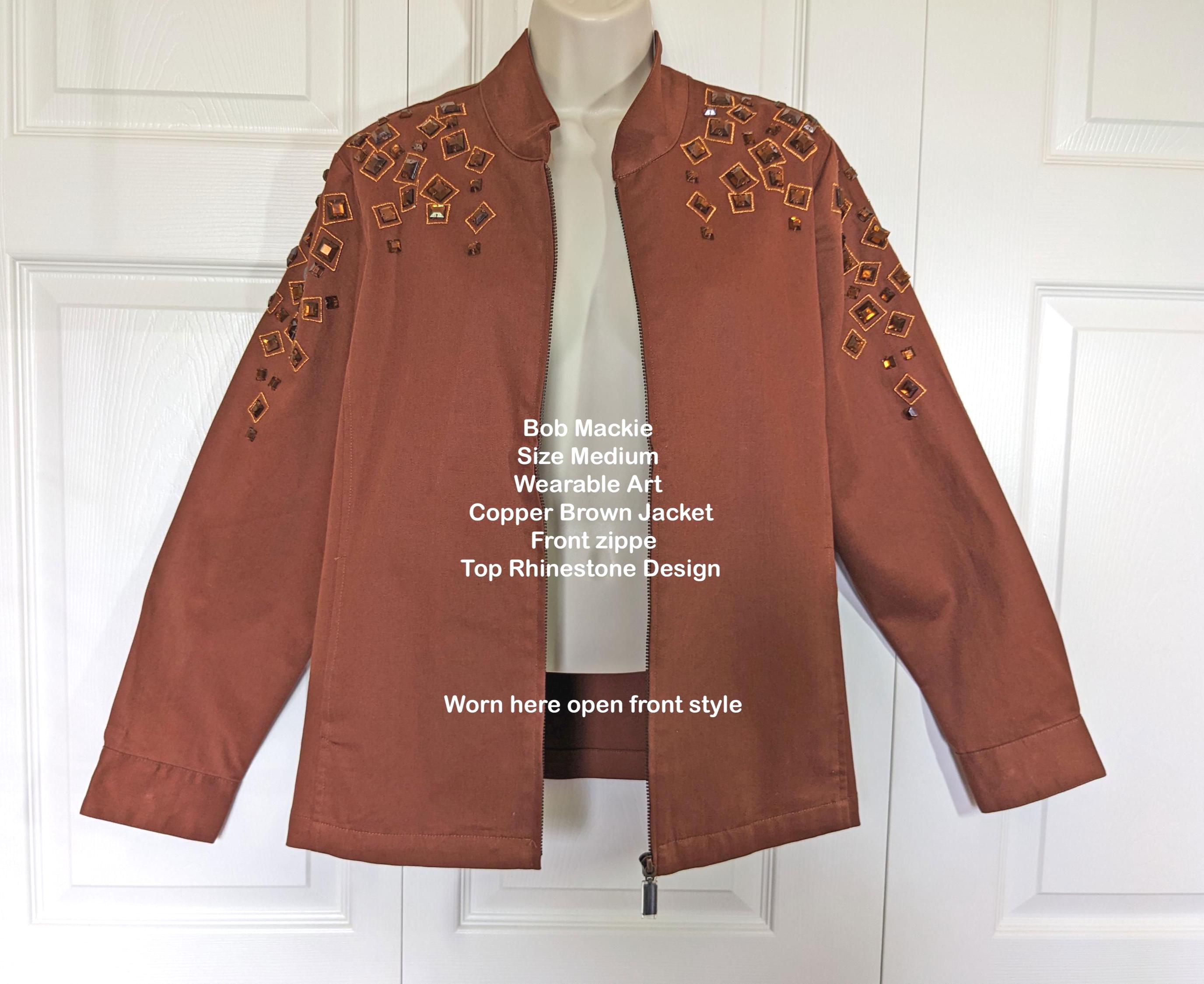 Veste Bob Mackie Wearable Art - Taille M, Couleur Marron - Occasion En Excellent état - Pièce De Collection De Créateur