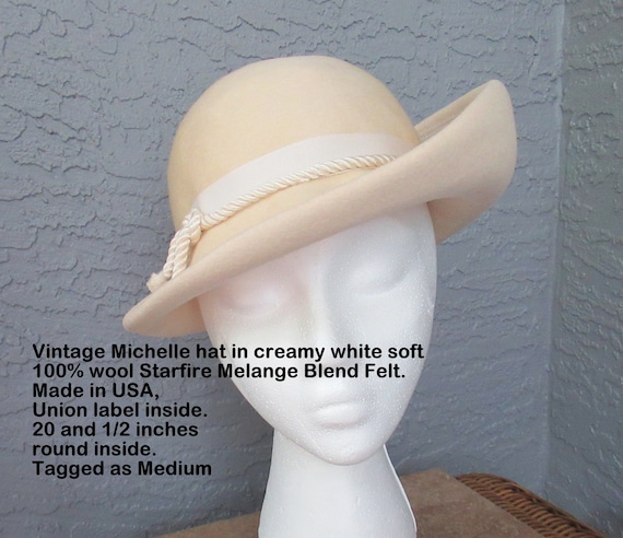 100% Wool Michelle Hat, Starfire Melange Blend Felt, Creamy  display picture 2