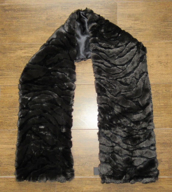 Dark brown faux fur scarf or collar, Accents labe… - image 8