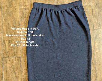 ST.JOHN ブラック スカート サイズ6 本物のセントジョンサンタナニットブラックスカート USサイズ14 - Etsy