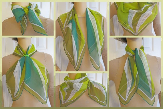 Vera sheer chiffon 26 inch square scarf, Chic gre… - image 6