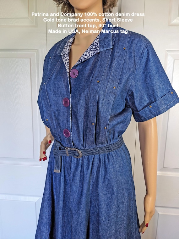 slim fit dress slacks Gold Button Denim Midi Dress-Indigo