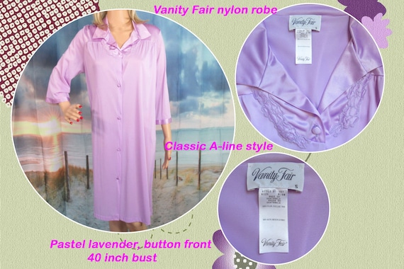 40 bust Vanity Fair robe, Pastel lavender nylon, … - image 1