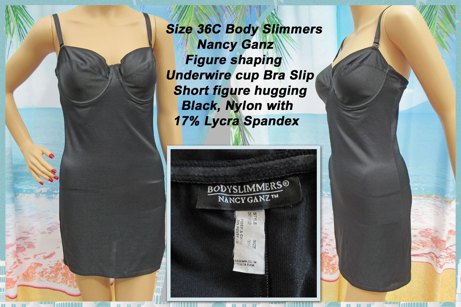 Sz 36C Body Slimmers Nancy Ganz, Figure Shaping, Underwire Cup Bra Slip,  Black, Short Figure Hugging, Nylon and 17% Lycra Spandex, VTG -  Canada
