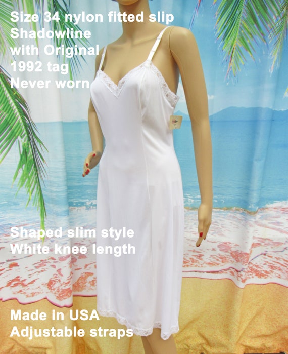 Size 34 nylon fitted slip, Shadowline w/ Original… - image 6