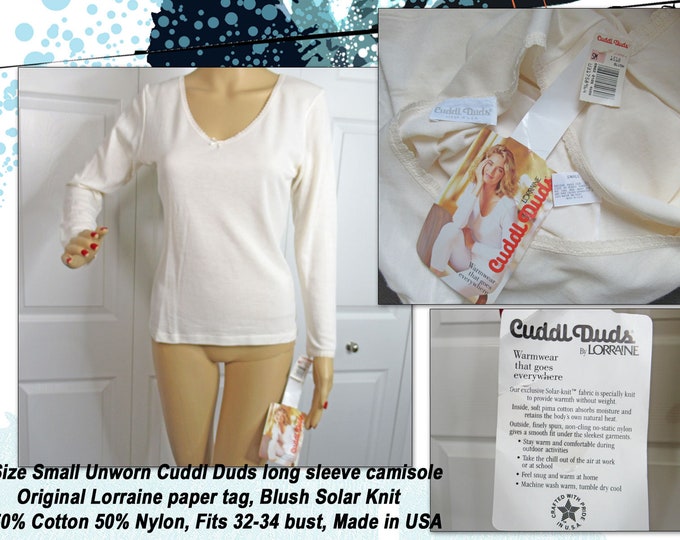 Sz SM Unworn Cuddl Duds Long Sleeve Camisole/tee Shirt, Original