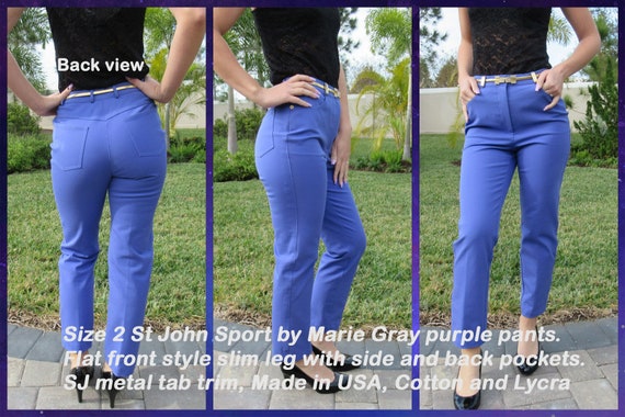 Size 2 St John Sport Pants Flat Front Style Slim Leg Side Back
