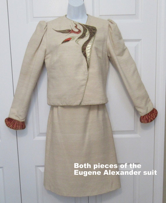 Vintage Eugene Alexander skirt & blazer raw silk c