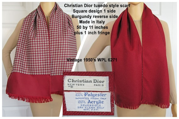 Christian Dior tuxedo style scarf, Square design … - image 1