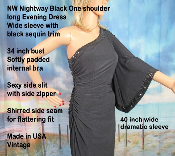 nightway one shoulder dress NWT Nightway One Shoulder Floral Dress Blue Black Handkerchief Size 8