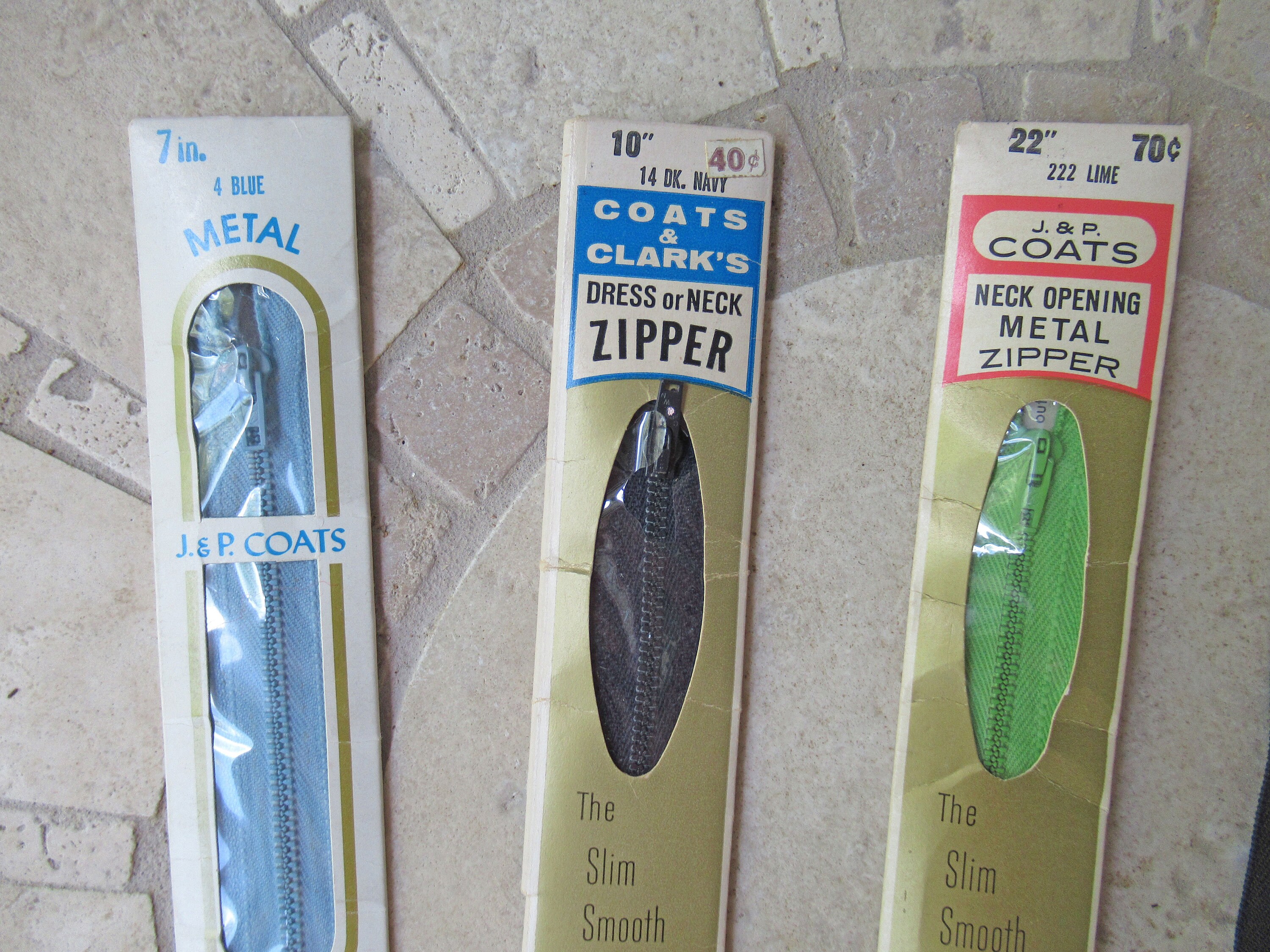 Lot of 5 Vintage Made in USA Metal Zippers for Sewing Hobby