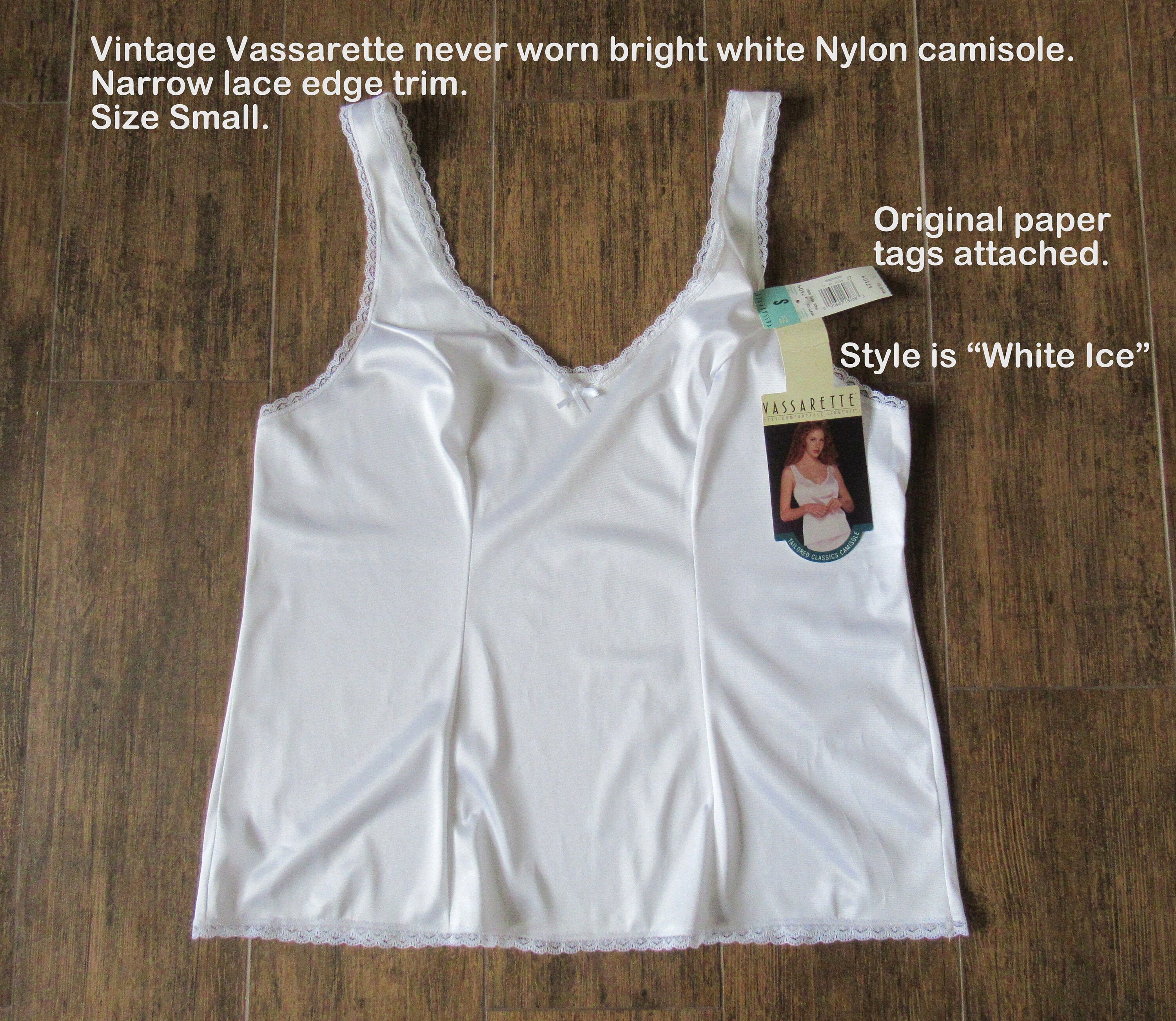 Sz S Vassarette Camisole Never Worn Bright White Nylon Lace - Etsy Israel