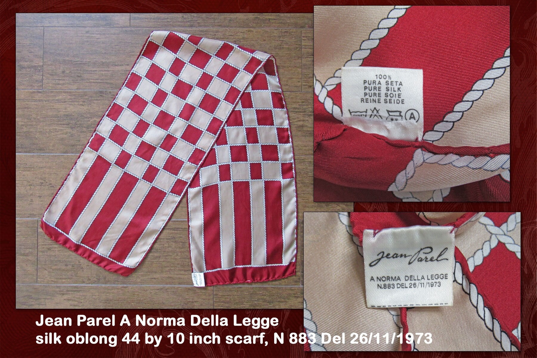 Jean Parel A Norma Della Legge Silk Oblong 44 by 10 Inch