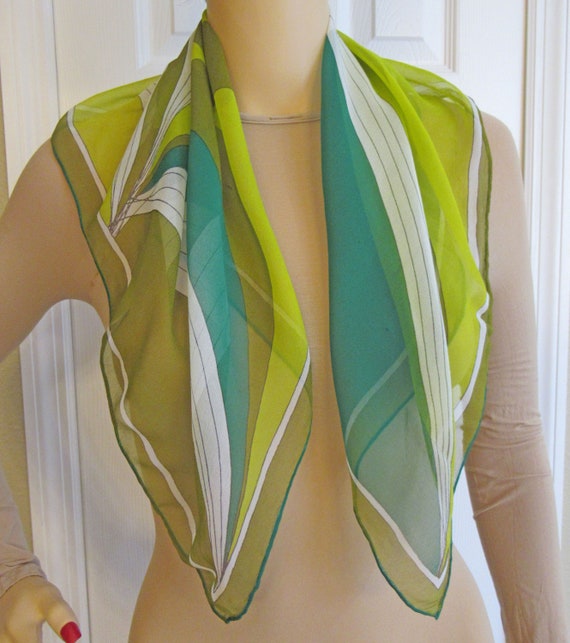 Vera sheer chiffon 26 inch square scarf, Chic gre… - image 5