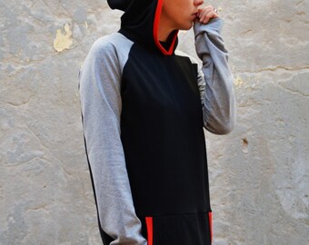 long hoodie sweatshirt, organic clothing women, organic tunic dress