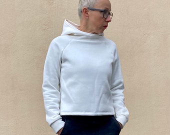 Organic cotton hoodie for women, white hoodie,sporty casual hoodie