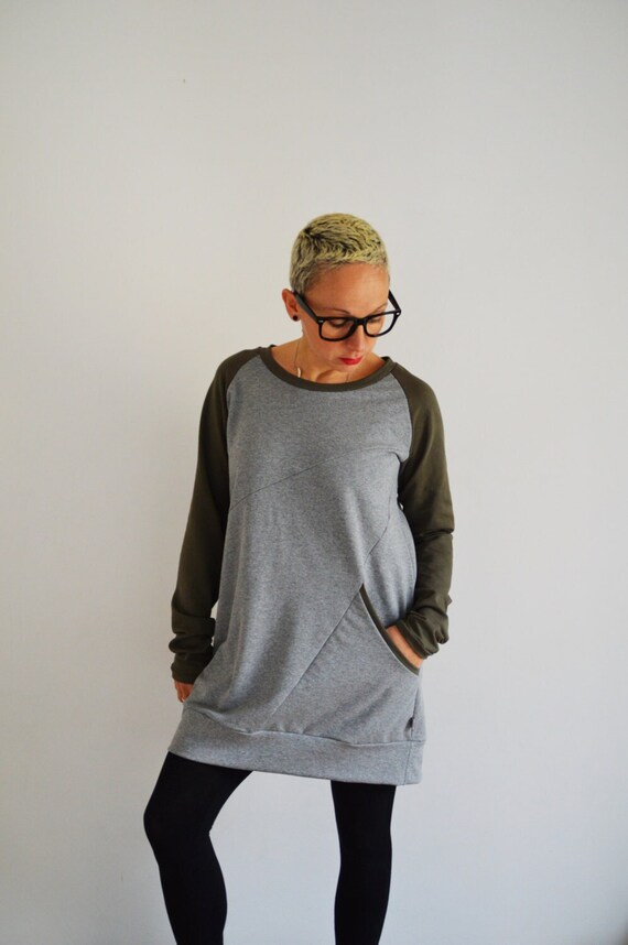 Tunic Sweatshirt in Cotton for Women, Long Sweatshirts,tunic Dress, Organic  Cotton Clothing,eco Friendly,dress , Sweatshirt Dress 