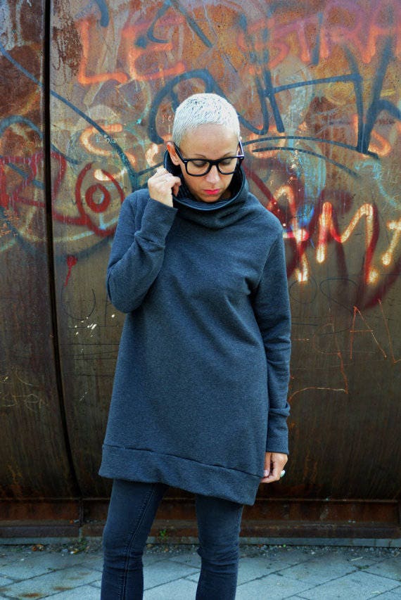 Tunic Sweatshirt in Cotton for Women, Long Sweatshirts,tunic Dress,sweatshirt  Dress, Organic Cotton Tunic -  Canada