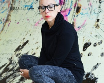 Handmade Organic Cotton High Neck Sweatshirt - Crimped Collar