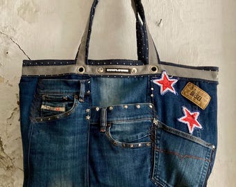 Upcycling Diesel denim tote bag