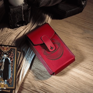 Leather Deck Holder Case For Tarot Cards, Divination Tools Organizer, Tarot Wrap Storage, Spiritual Gift, Tarot Reader Gift