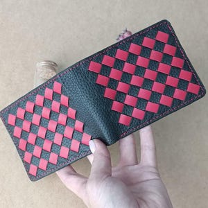 Kleine gevlochten kaartportefeuilles voor dames, minimalistische slanke creditcardportemonnee, volnerfleer