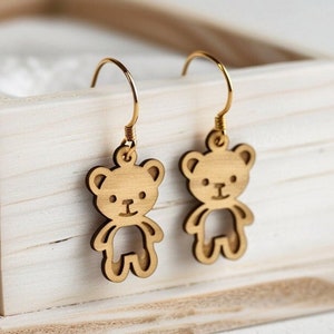 teddy bear Earrings svg Wood Laser Cut Svg