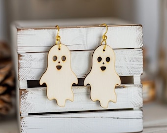 Ghost Halloween Earrings Wood Laser Cut Svg