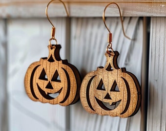 pumpkin Halloween Earrings Wood Laser Cut Svg