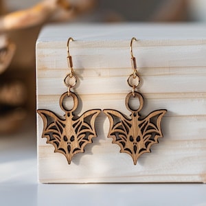 Bat Halloween Earrings Wood Laser Cut Svg