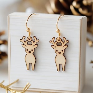 Christmas Deer Earrings Wood Laser Cut Svg