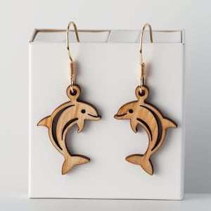 Boucles d'oreilles dauphins svg bois découpé au laser Svg