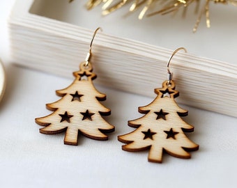 Weihnachtsbaum Ohrringe Holz Laser Cut svg