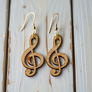 Pendientes de clave de sol Madera Corte Láser Svg