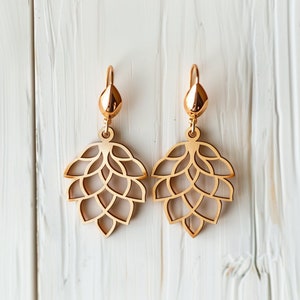 Boucles d'oreilles fleur en bois découpé au laser Svg