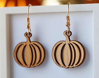 pumpkin Halloween Earrings Wood Laser Cut Svg